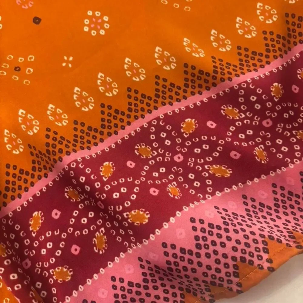 Boho Silky Orange & Pink Printed Kimono | Festival Layer | Size L/XL - Picture 4 of 5